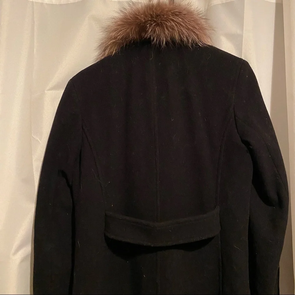 Nicole Miller New York Faux Pink Fur Black Wool coat Size 4. - Picture 4 of 5